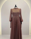 Robe de soirée Rima Taupe