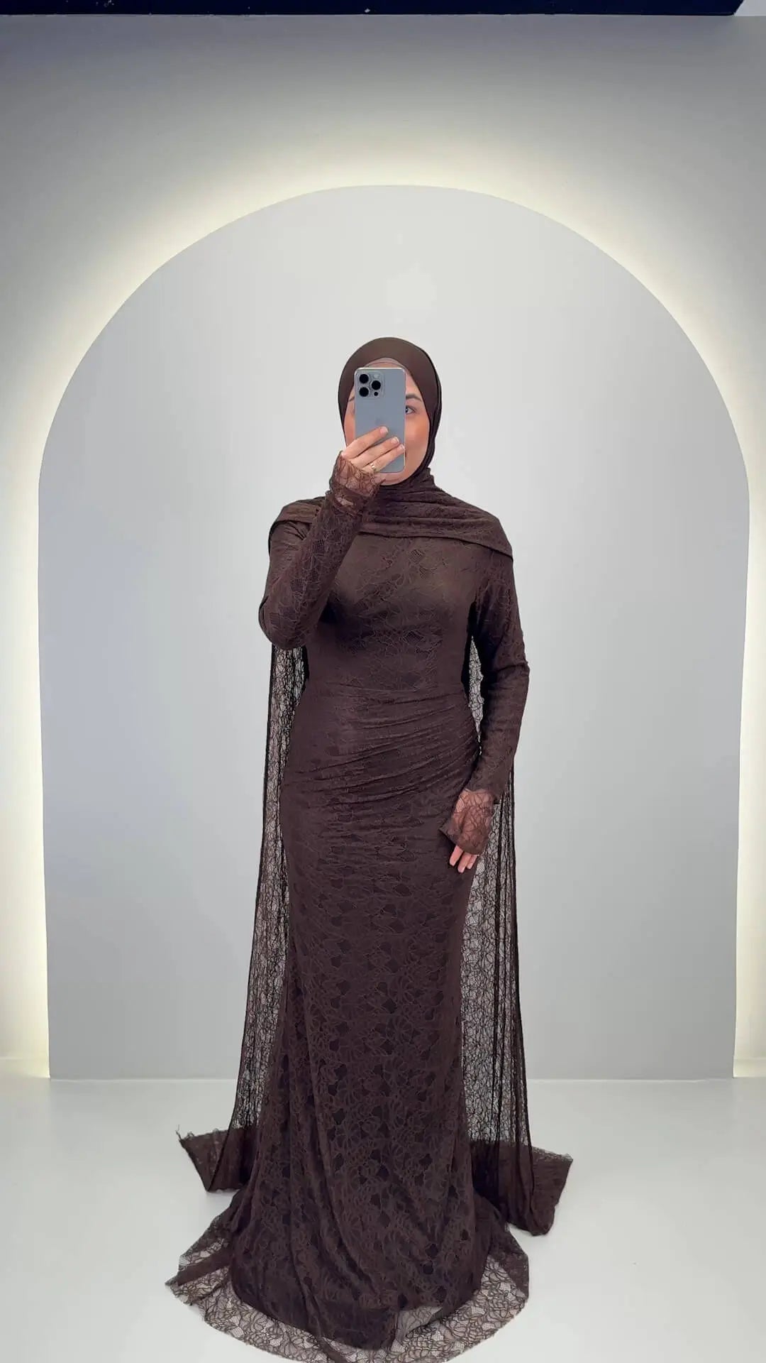Liora Evening dress Brown with Hijab