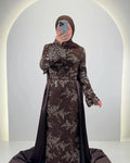 Robe de soirée Azmia marron avec Hijab