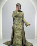Robe de soirée Azmia verte avec Hijab