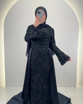 Robe de soirée Azmia noire avec Hijab