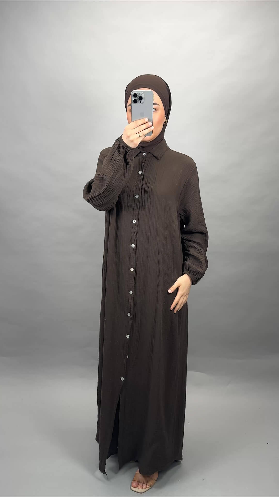 Elay Musselin Kleid Braun
