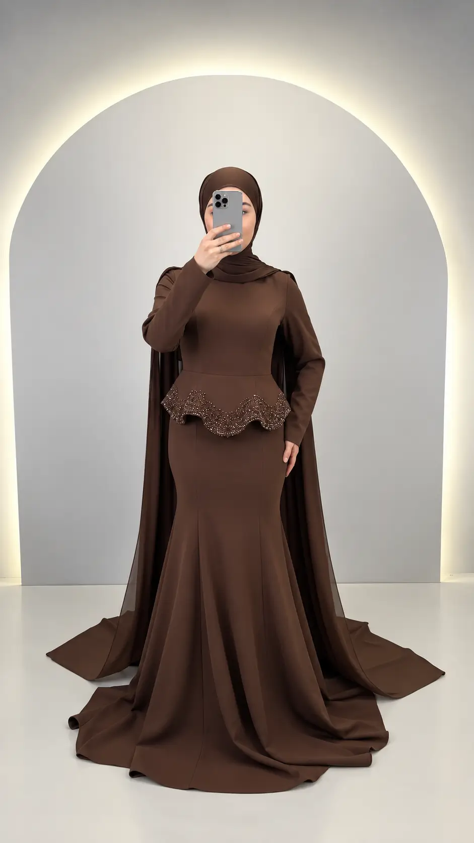 Robe de soirée Simay marron