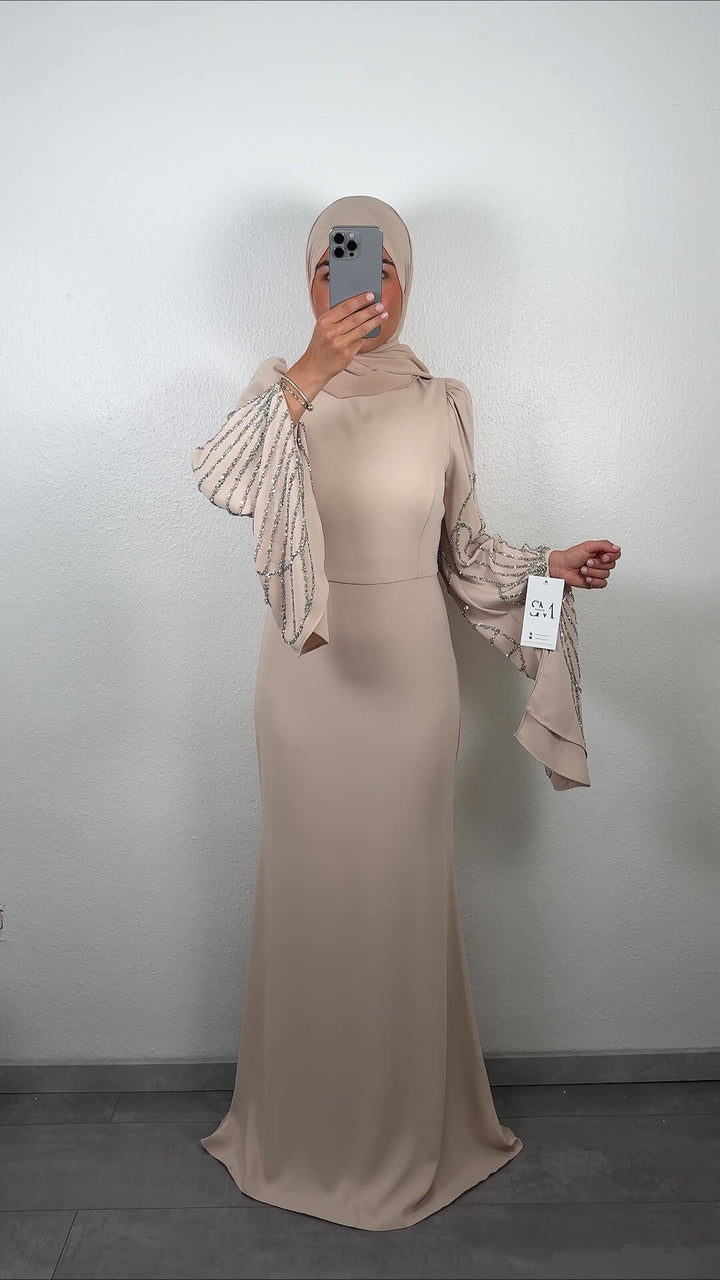 Vestido de noche Alev beige