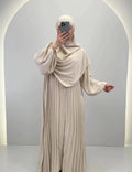 Hifaya Abaya Set Khimar ile Bej
