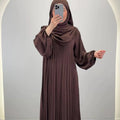 Hifaya Abaya Set avec Khimar Marron