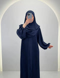 Hifaya Abaya Set Khimar ile Koyu Mavi
