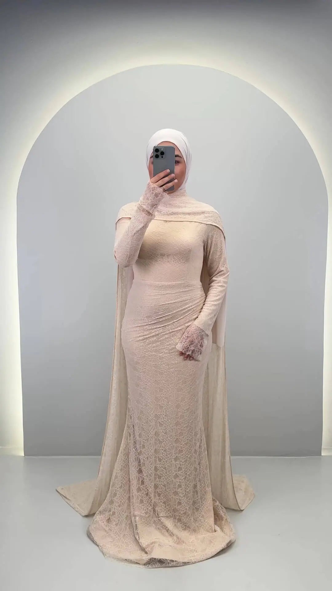 Liora Abendkleid Beige mit HIJAB