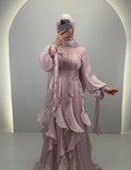 Robe de soirée Premium Yaprak Rose
