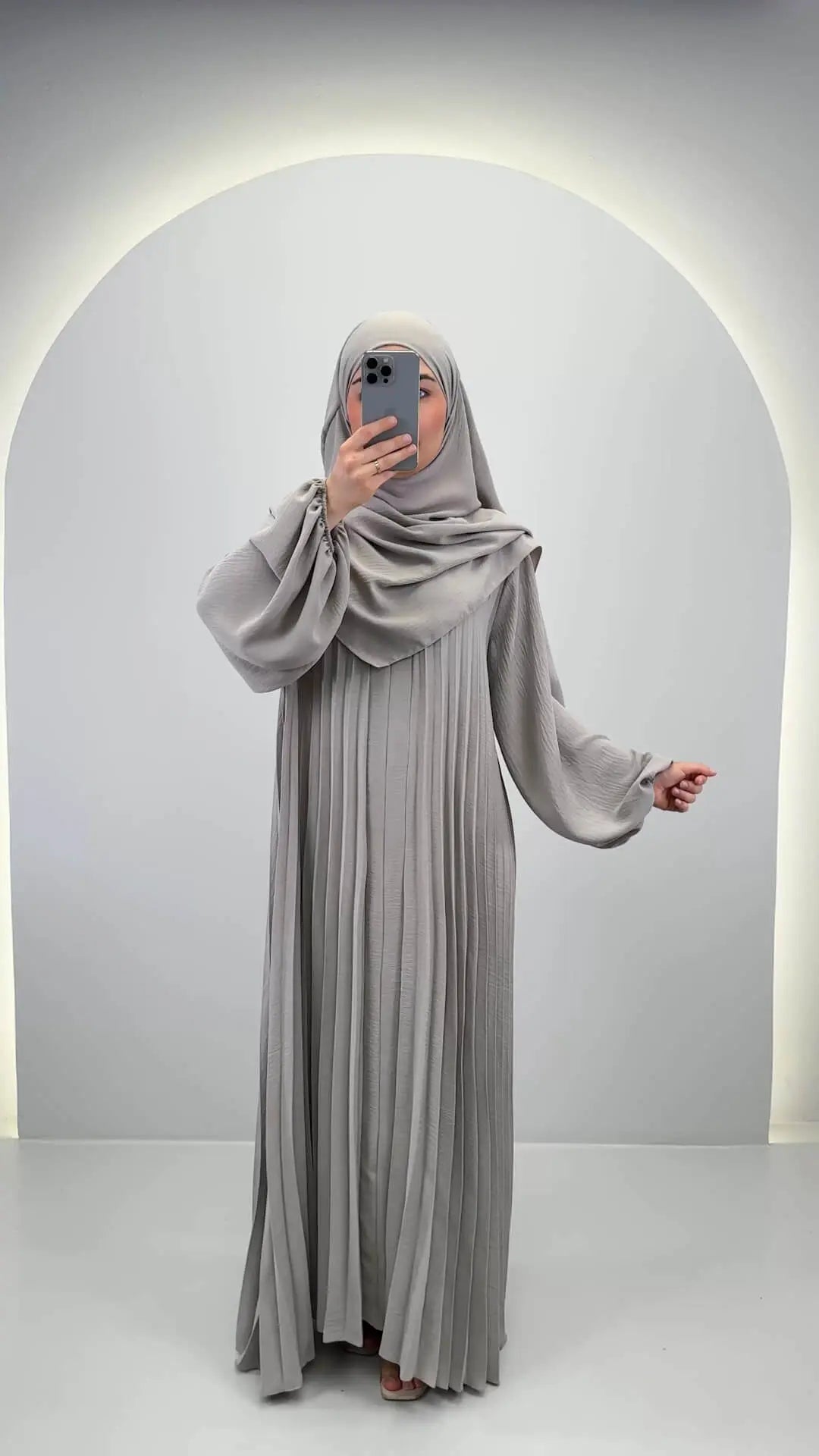 Hifaya Abaya Set with Khimar Taupe
