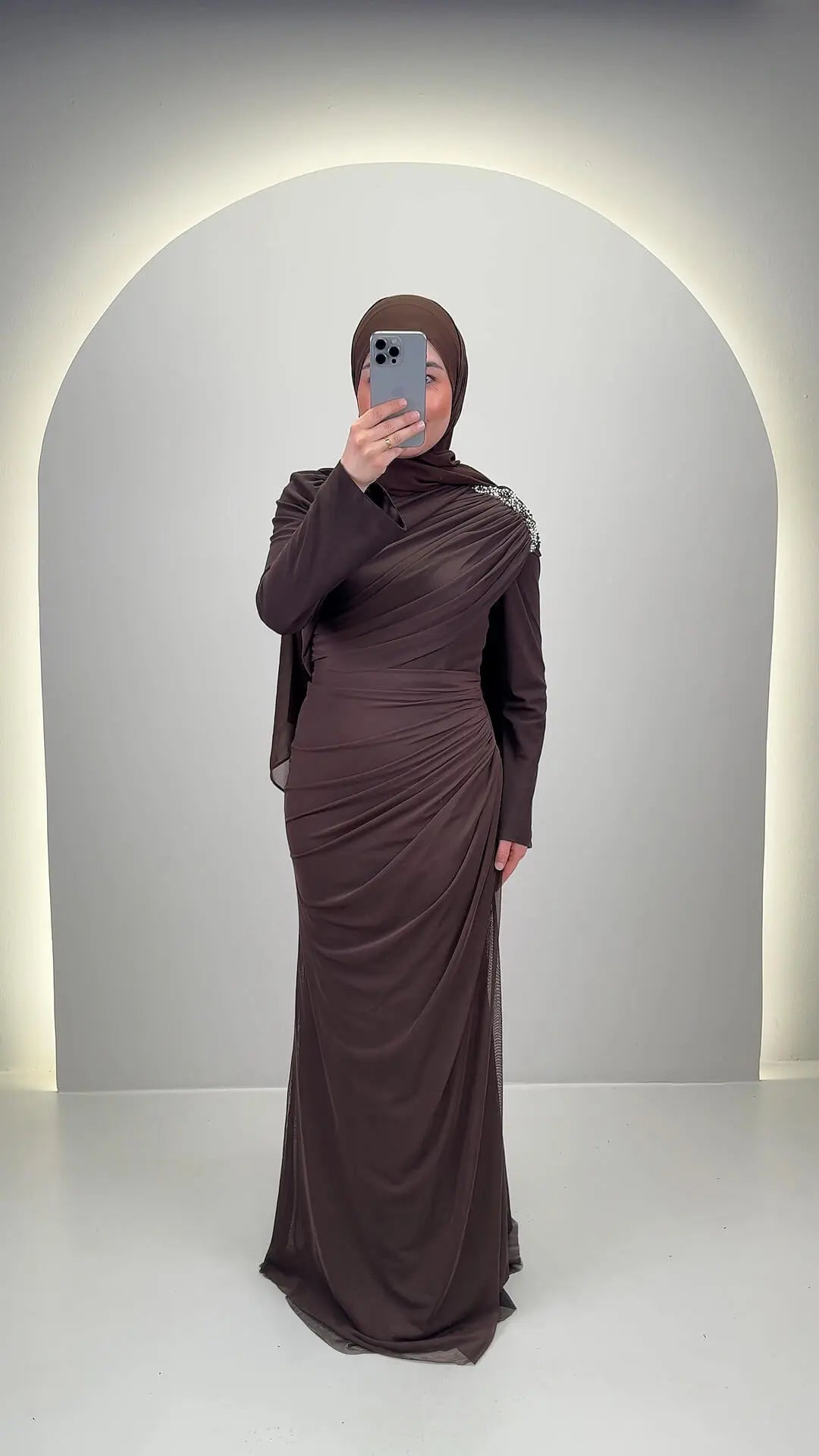 Robe de soirée Tuyana Marron