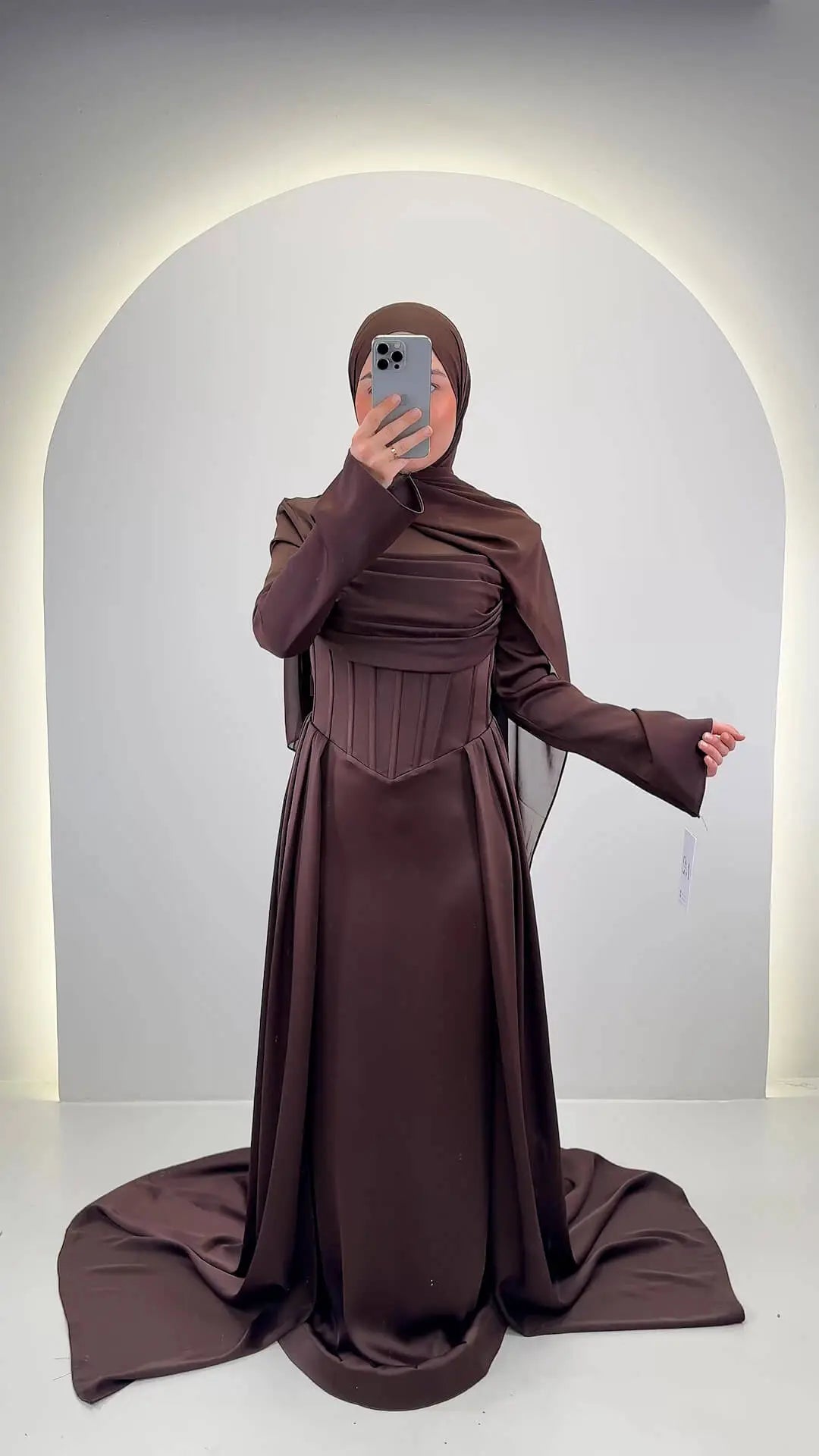 Uray Evening dress Brown with Hijab